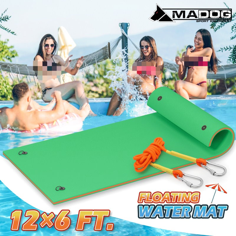 3-Layer Tear-Resistant Giant Lake Lily Pad, High-Visibility, Bungee Tether Included for Pool River Ocean Outdoor Water Recreation – Floating Water Mat 12x6ft
