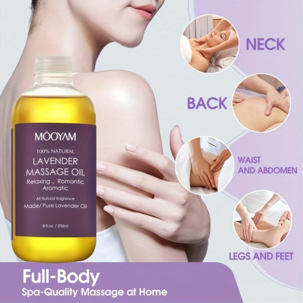 Body Massage Oil with Lavender, Nut Oil & Grapefruit - Deeply Moisturizing Aromatherapy Oil for Dry Skin, Relaxation & Nourishment, Lightweight Non-Greasy Formula for Women & Men - product image 2