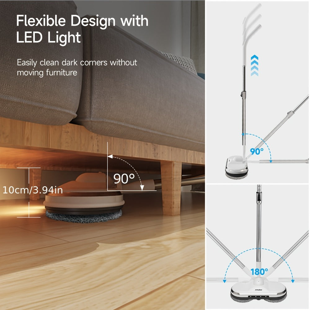 Cordless Electric Spin Mop with LED Headlight & Sprayer, 50-Min Runtime 6oz Water Tank, Lightweight Floor Scrubber for Hardwood Tile Laminate Floors - product image 4