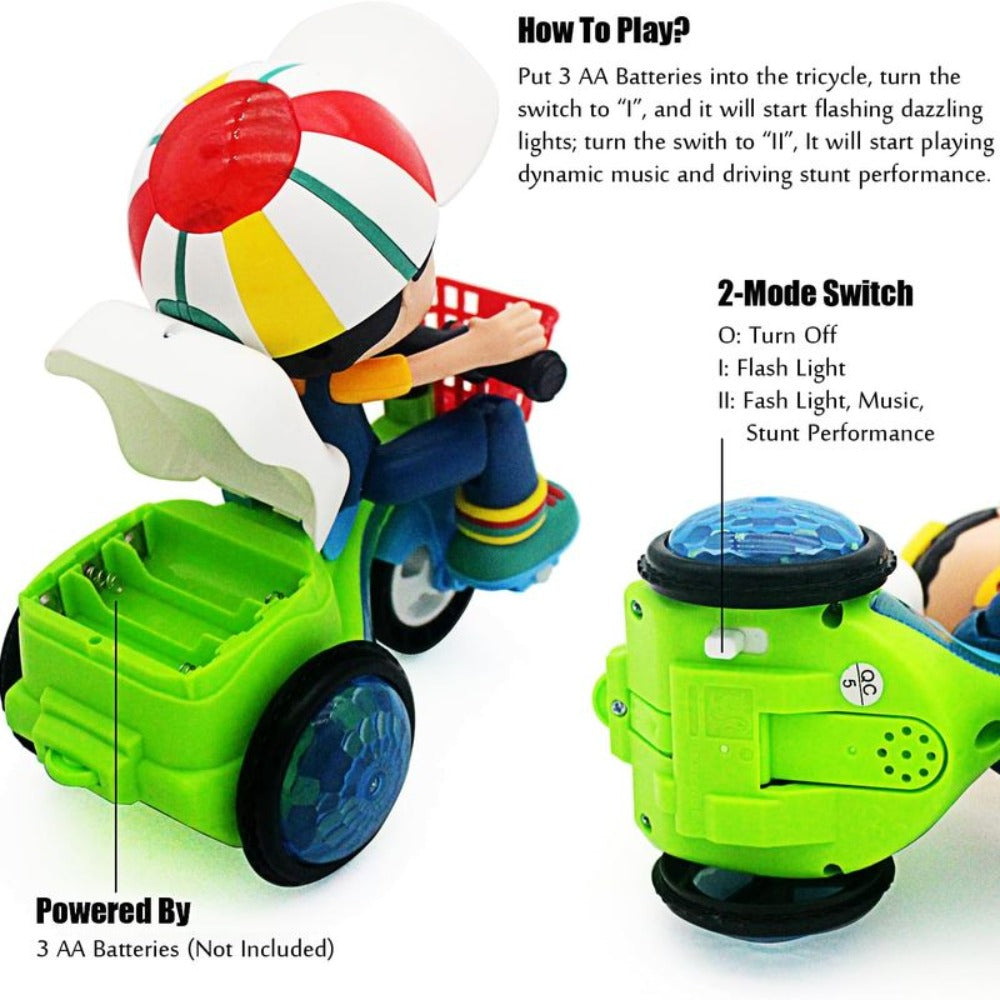 Push & Power Dual-Mode Stunt Vehicle for Toddlers Boys Girls, Birthday Christmas Gift (Multiple Colors) | Kids Electric Tricycle Toy Motorcycle with 360° - product image 7
