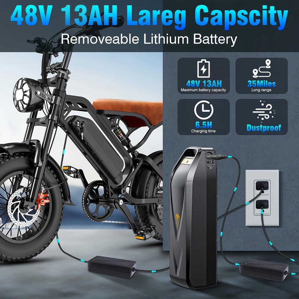 Electric Mountain Bike 749W Motor 48V 13AH Battery Full Suspension Fat Tire Off-Road E-Bike 27.9MPH Max Speed 5-Speed LED Display Adult Electric Bicycle All - product image 2