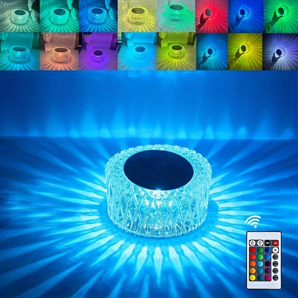 RGB LED Desk Lamp 16 Color Crystal Effect - Portable Battery Powered Night Light with Remote & Touch Control, 3-Level Dimming, Color Changing Mood Light for Bedroom Party Halloween - product image 8