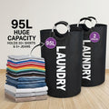 Extra Large Foldable Laundry Basket Set 95L/25.1 Gal Waterproof Oxford Cloth Tall Storage Baskets for Bedroom Bathroom Dorm Wardrobe Organization - product image 27