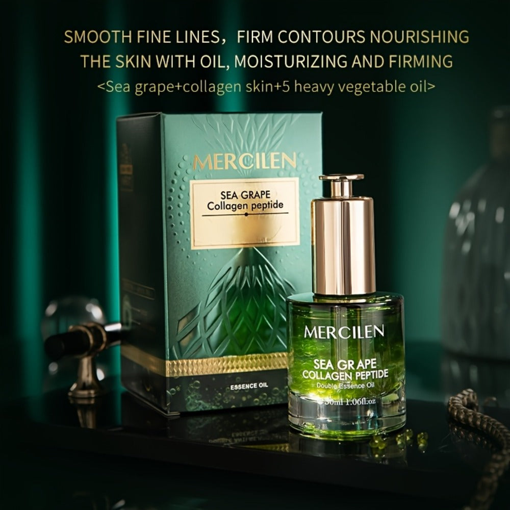 Sea Grape Collagen Peptide Essence Oil Squalane Moisturizing Face Serum Alcohol-Free Anti-Aging Skin Brightening Unisex Skincare for Sensitive Skin - product image 2