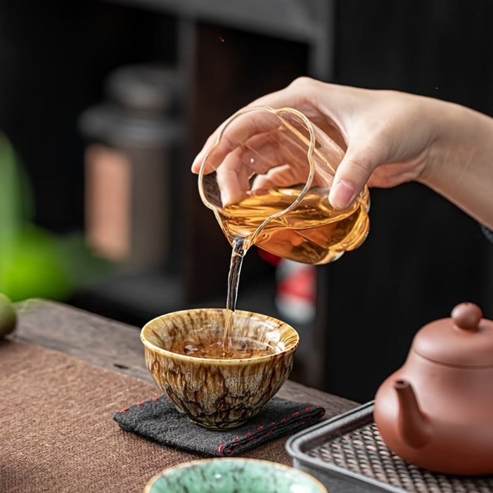 Kung Fu Tea Cups Set of 5 – Handmade Kiln-Fired Jianzhan Ceramic Teacups – Five-Element Design in 5 Colors with Gift Box – Elegant Chinese Tea Ceremony Cup Gift for Business, Frien - product image 9