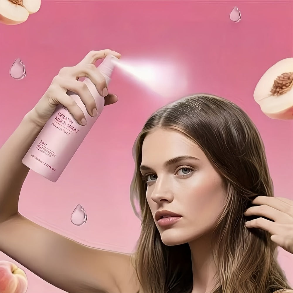 Leave-In Conditioner Spray 2 Pack — Fruity Peach Scent No-Rinse Hydrating Hair Spray with Heat Protection, Moisturizing Fluffy Styling, Glycerin Formula for Normal Hair Women - product image 5