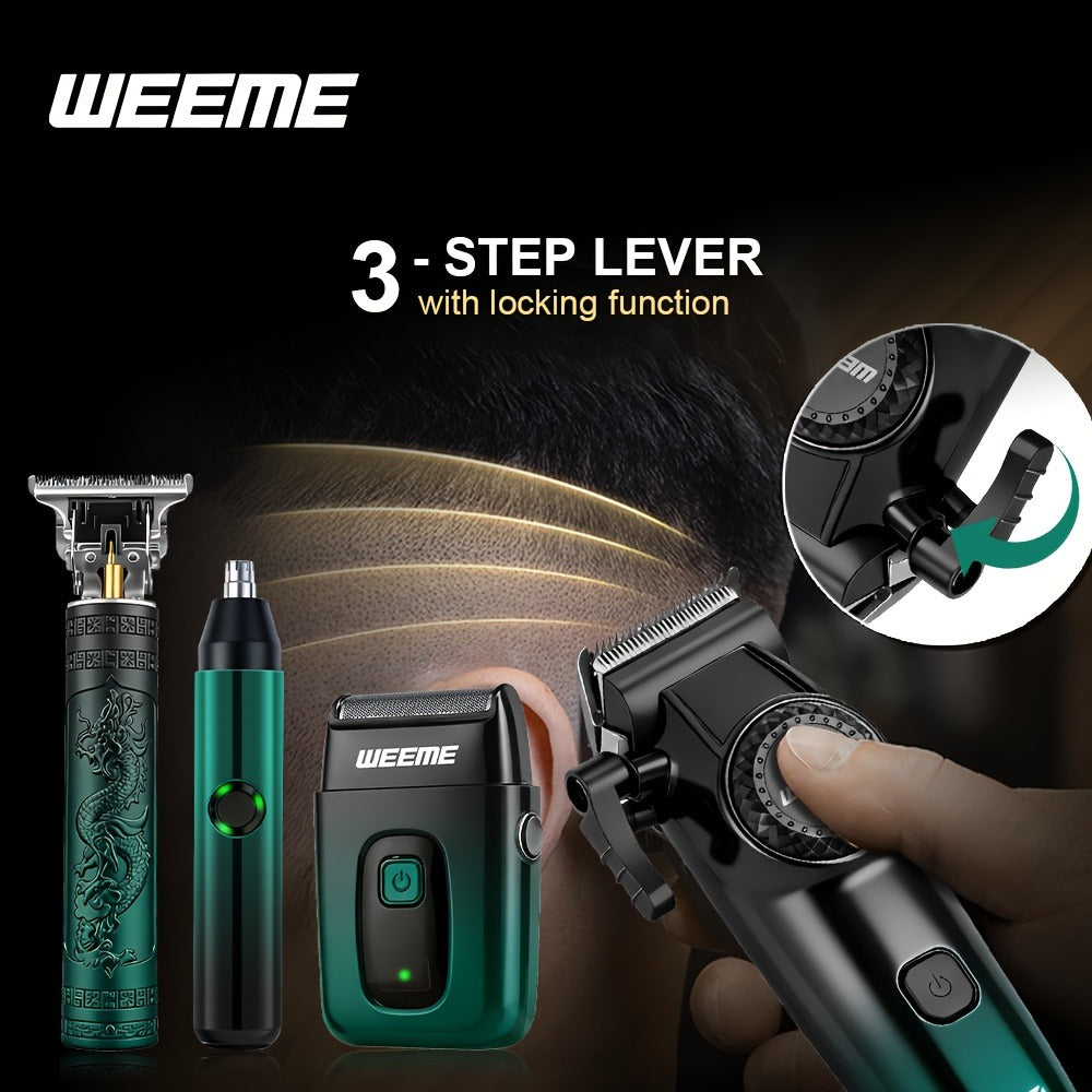 Hair Cutting Set 4pcs Professional - Electric Hair Clipper, Electric Shaver, T-Blade Trimmer & Nose Hair Trimmer, Gradient Green Gift Box, Precise Grooming Kit for Home Use & Gift - product image 5