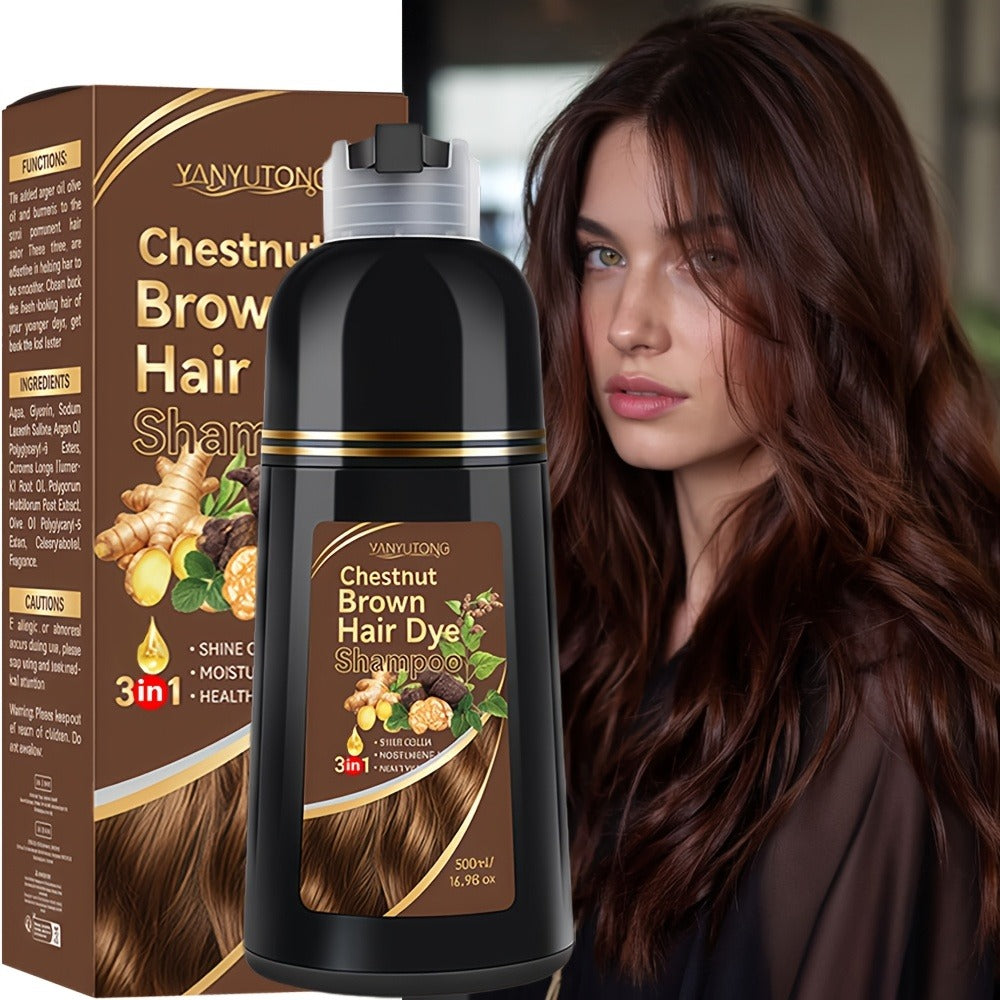 Plant Pigment Gray Coverage Hair Dye Shampoo 500ml — 2-in-1 Glycerin Moisturizing Color & Cleanse, Fast Gray Coverage, Black Brown Chestnut Red, Safe Unisex All Hair Types - product image 7