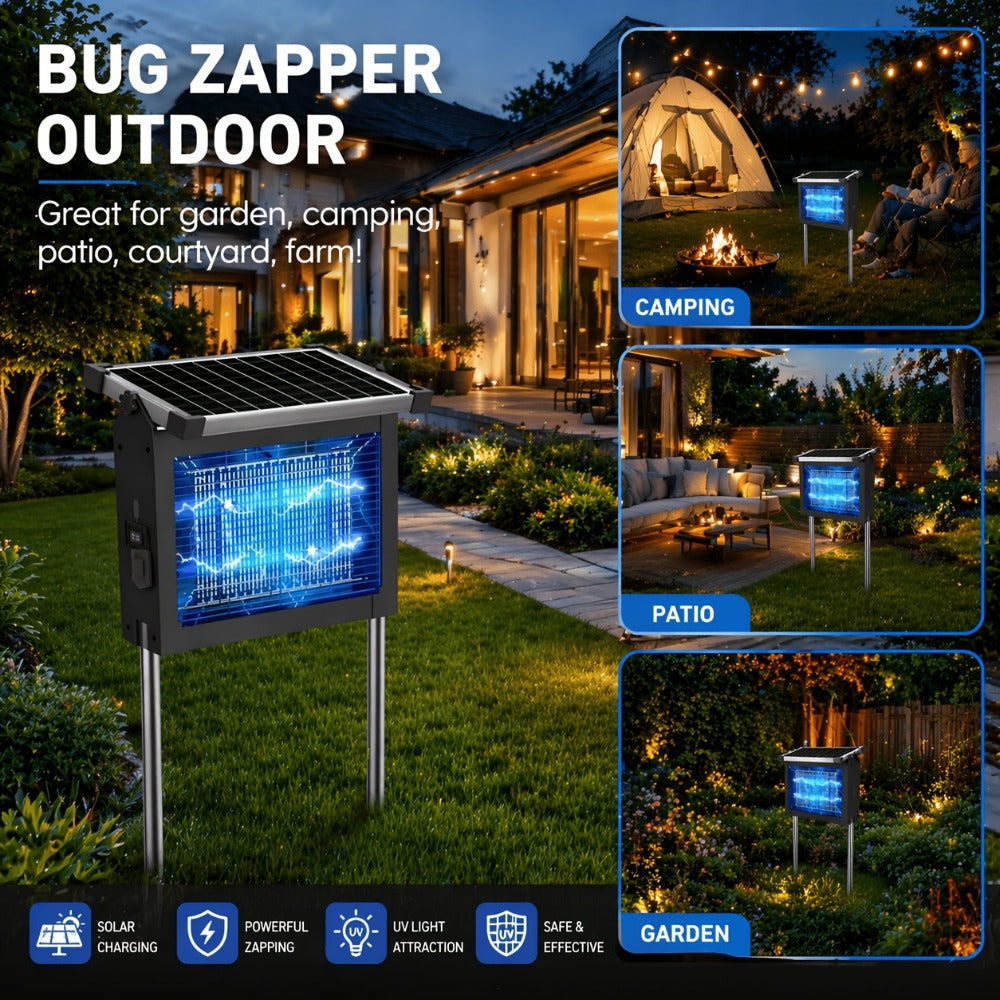 Solar Bug Zapper Outdoor 4200V – Solar Powered Mosquito Killer with Auto/Manual Dual Mode, 2100 Sq.Ft Coverage, 12H Runtime, 3-Way Charging, 10FT Cord, Safe for Family & Pets, for  - product image 9