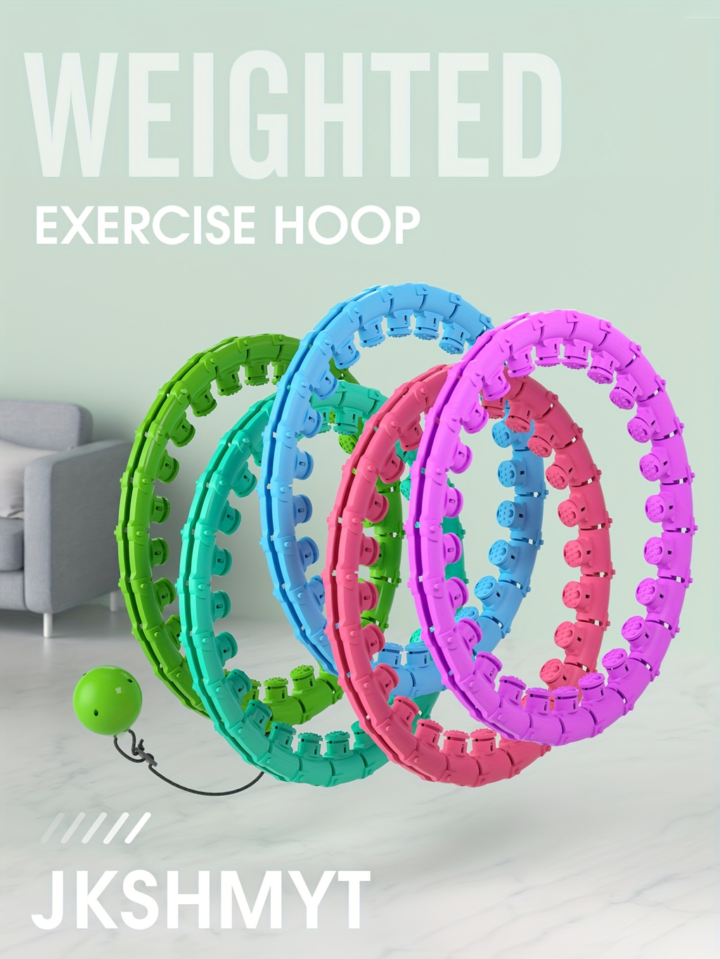 Weighted Hula Hoop Exercise Ring 69" | Smart Pilates Circle with 30 Detachable Knots, Plus Size Adjustable Fitness Hoop for Adults, Beginners & Core Workout