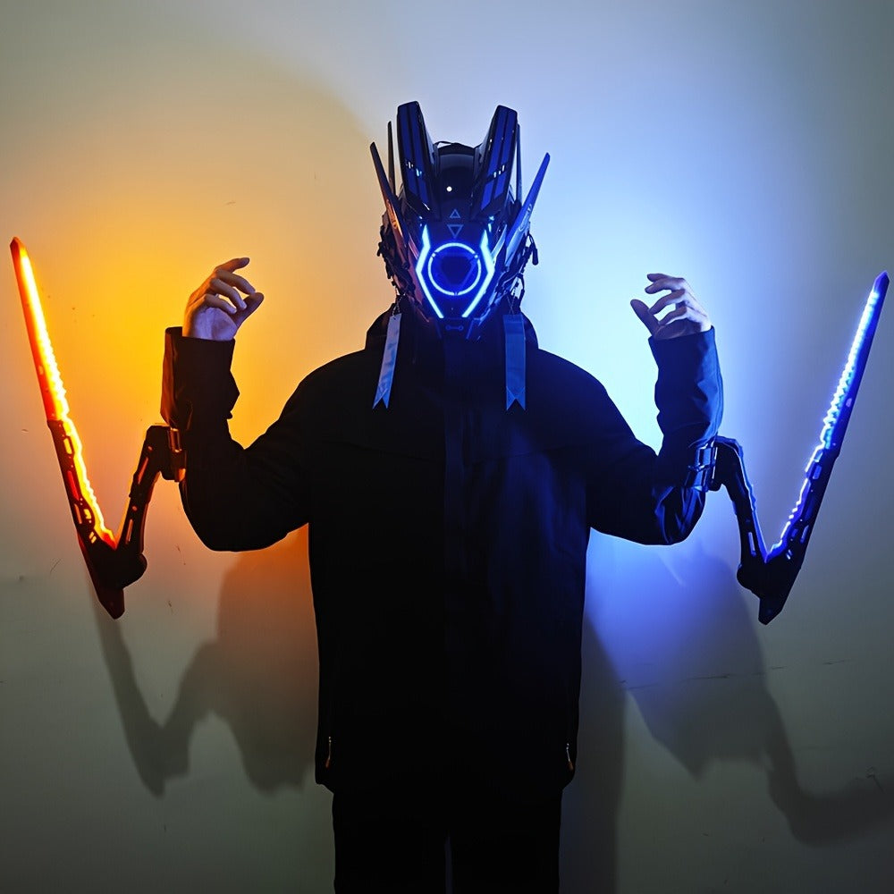 Luminous Blade for Halloween Costume Cosplay Sci-Fi Role Play Party, Rechargeable Red & Blue Single or 2pcs Set for Men & Women – LED Mantis Knife Cyberpunk - product image