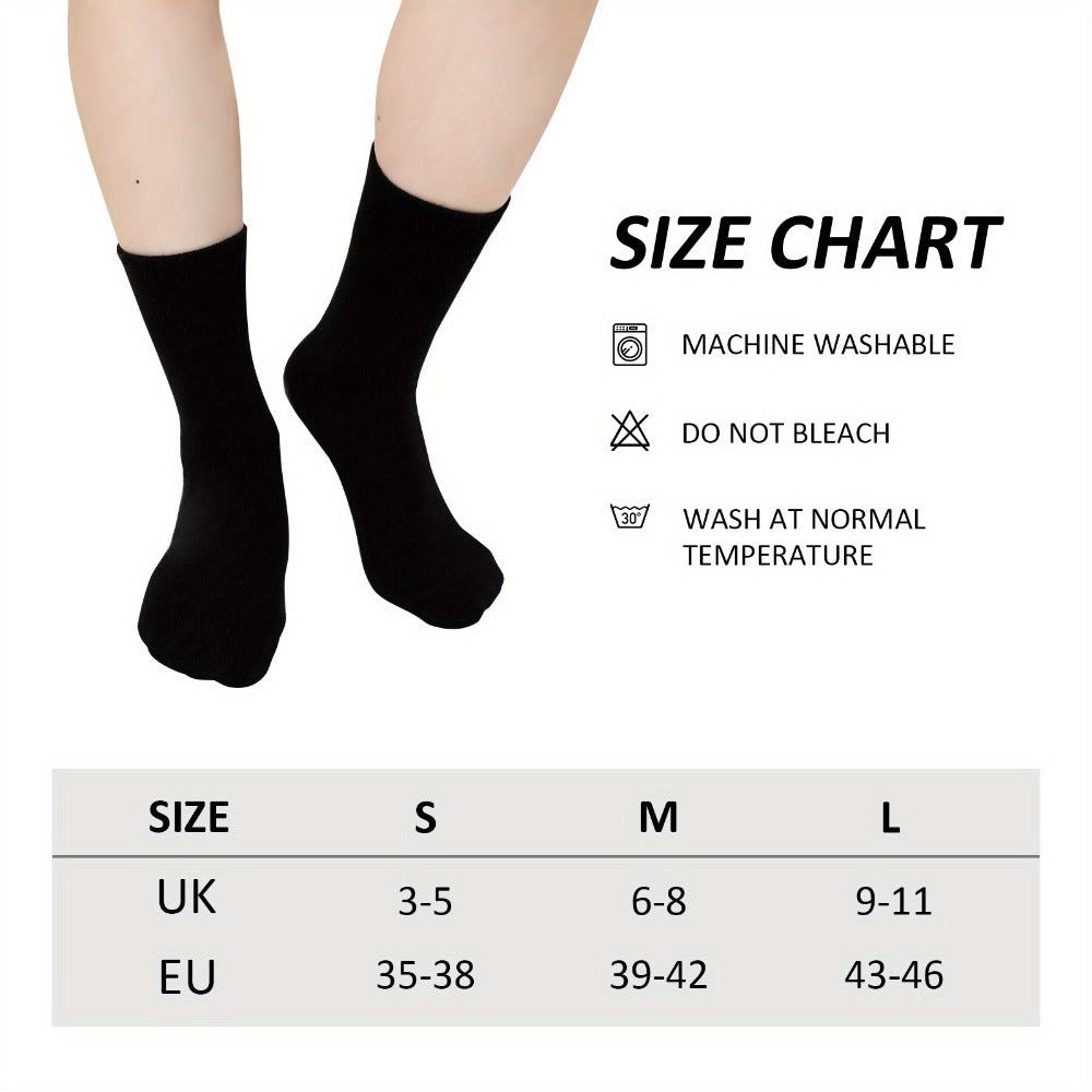 Wide Calf Socks 5 Pairs Loose Top Non-Binding Breathable Crew Socks for Men Women Plus Size Large Leg Edema Varicose Veins Comfort Fit M L Mixed Black - product image 9