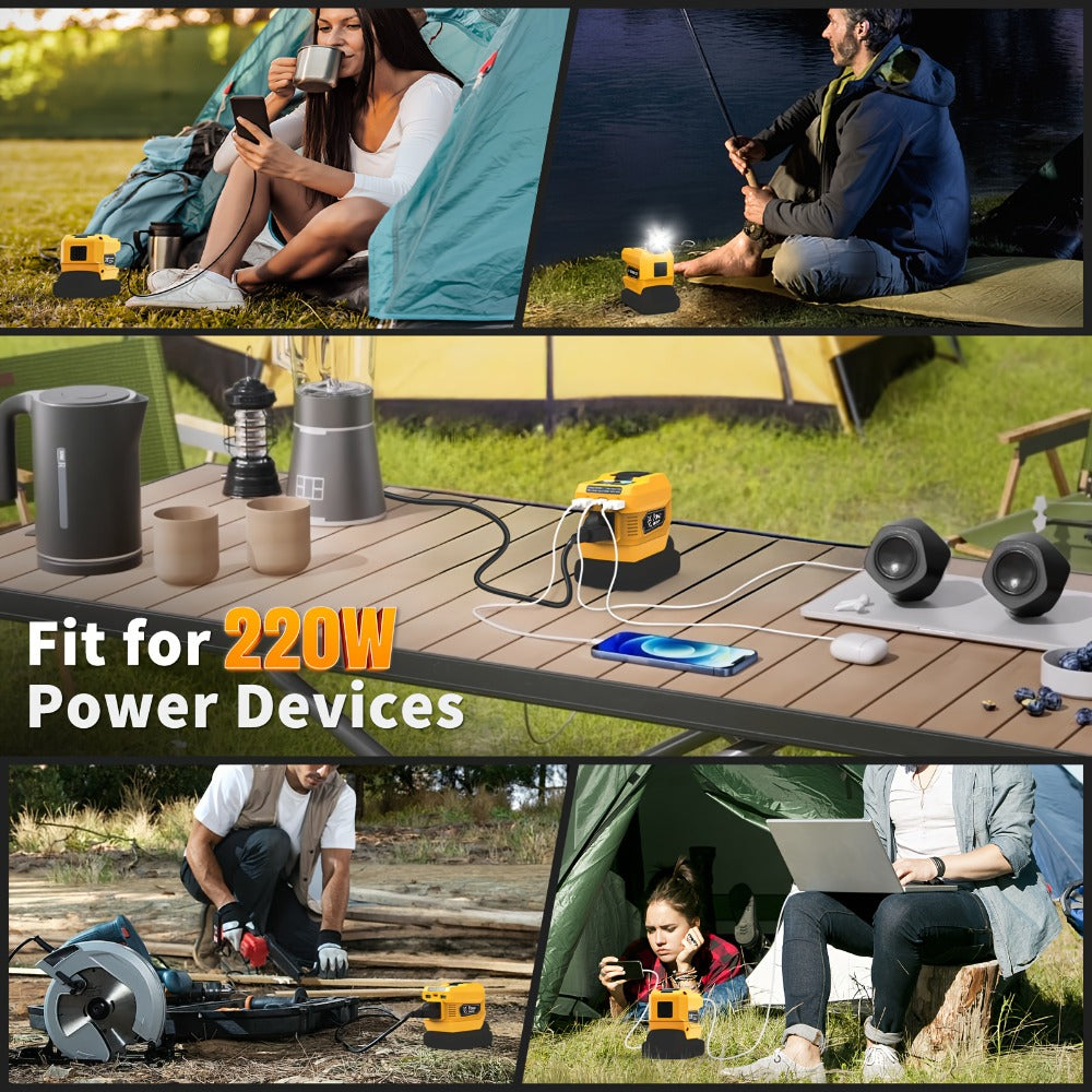 220W Portable Power Inverter for DeWalt 20V Battery AC Outlet Converter Camping Travel Emergency Backup Silent Fan Cooling - product image 9