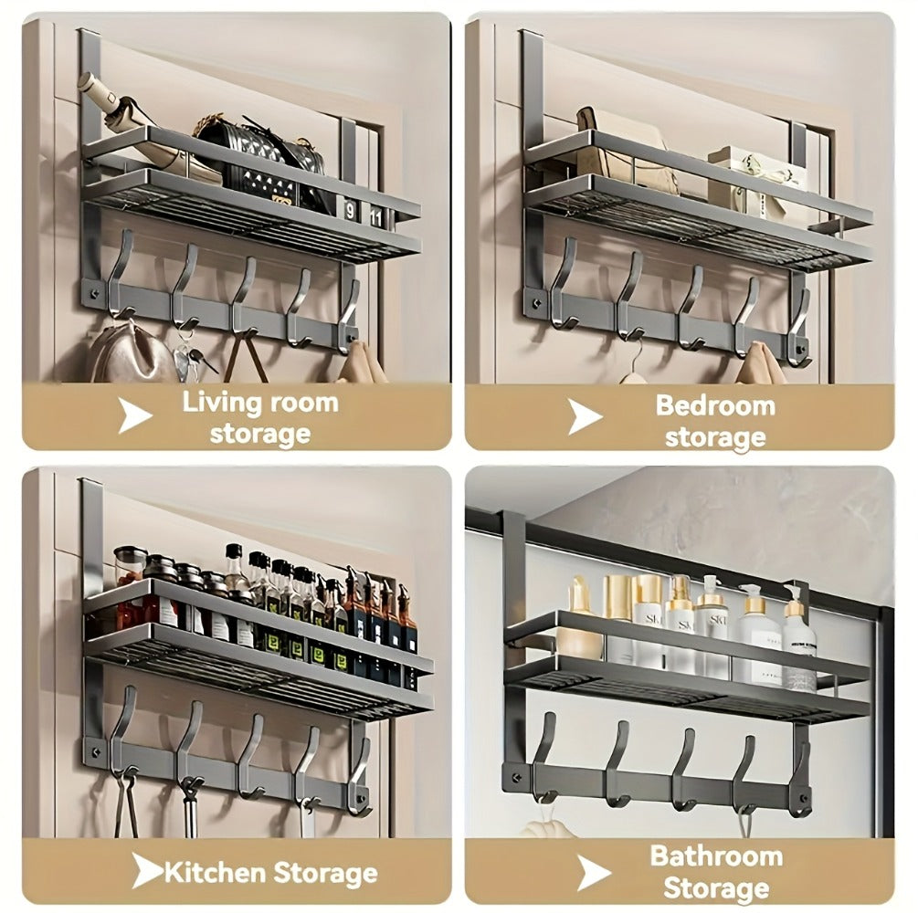 Over Door Hook Rack No Drilling Metal Storage Organizer – 4 5 6 Hooks for Bedroom Bathroom Kitchen, Versatile Door Hanger for Coats Towels Bags & Robes - product image 15