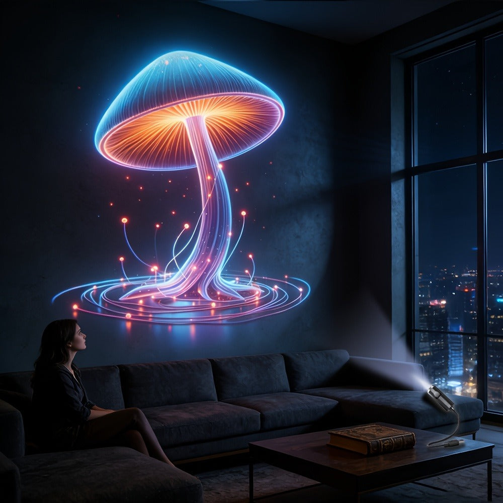 USB Projection Night Light 10-in-1 Mushroom Leaf LED Atmosphere Lamp Neon Aesthetic Room Decor for Bedroom Car Interior Ceiling Decoration Kids Room Gaming Room Gift - product image 5