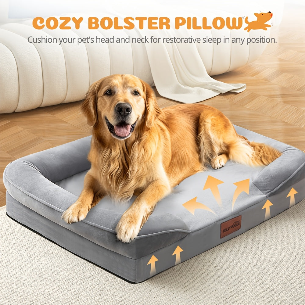 Orthopedic Dog Bed with Removable Washable Cover – High-Density Foam Dog Sofa Couch Bed, 4-Sided Bolster, Nonskid Bottom, Soft Flannel Lining, Available in M - product image 4