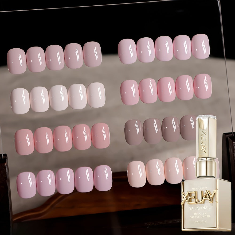 Gel Nail Polish Set 8 Colors Semi-Permanent Soak-Off LED Cure Long-Lasting Manicure Kit - 0.51oz Each Bottle Gentle Pink Shades 001-008 DIY Home Salon Nail Art Gift for Women - product image