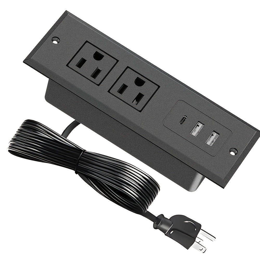 Recessed Power Strip Flush Mount Desk Outlet with USB-C & USB-A Ports In-Desk Power Grommet for Conference Room Office Table Furniture 1.5m Cord - product image 18