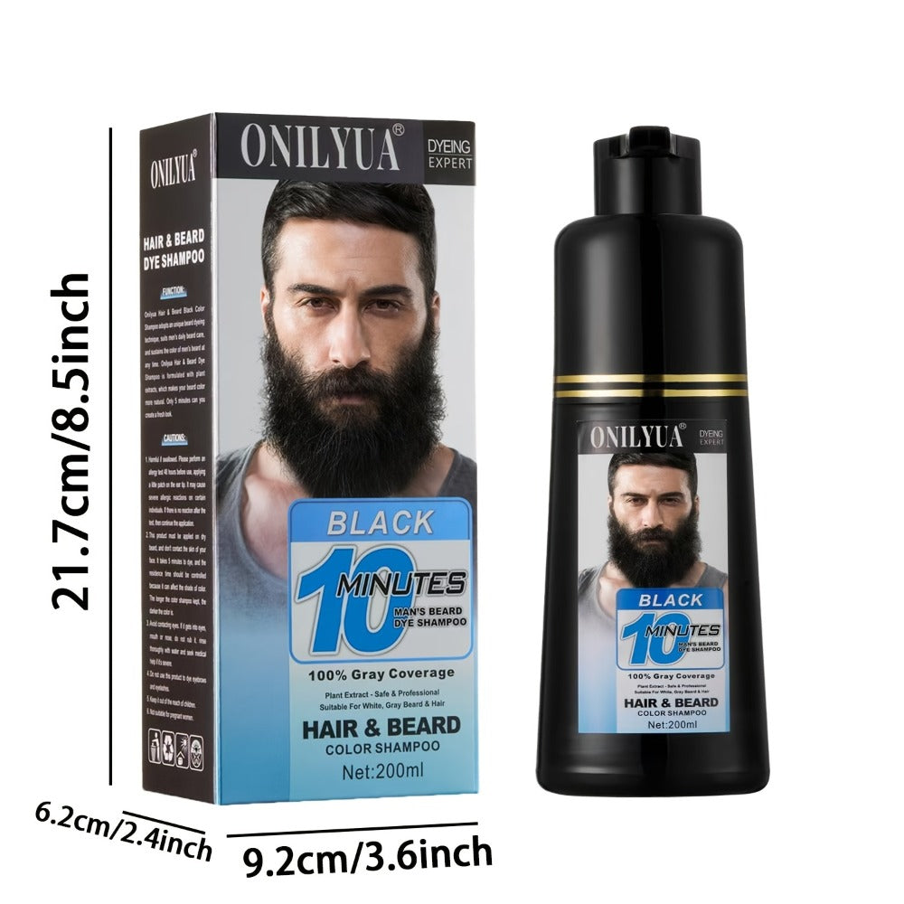 Beard Dye Shampoo for Men 2-in-1 Hair & Beard Grey Coverage Argan Oil No-Mix Formula – Fast 5-20 Min Long-Lasting Natural Color 6.76 oz Mustache Goatee Facial Hair - product image 6