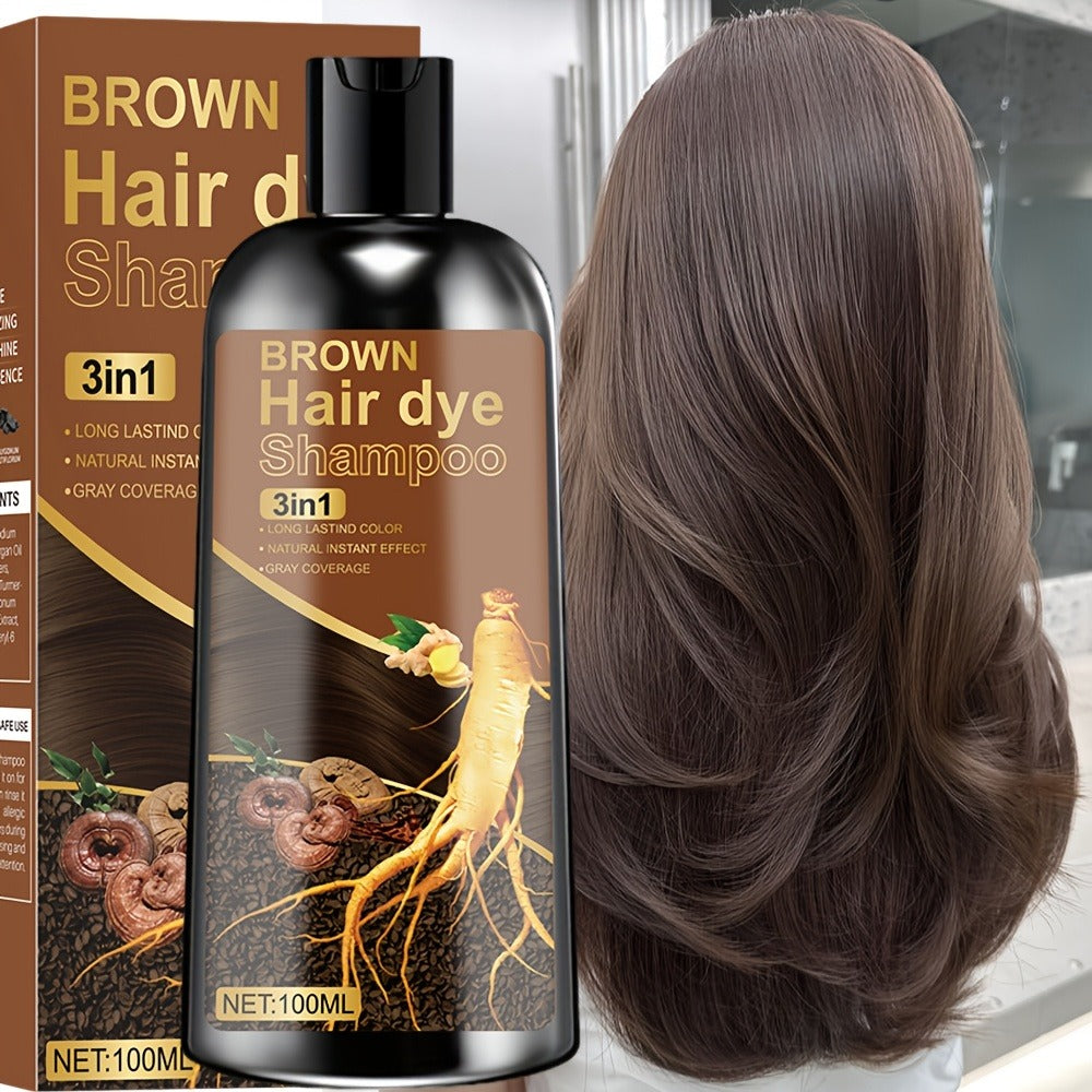Plant Extract Hair Coloring Shampoo 100ml 3.38oz | Deep Moisturizing Scalp-Safe Gray & White Hair Coverage | Long-Lasting Botanical Color | Black Brown Chestnut Brown for Men & Wom - product image 4