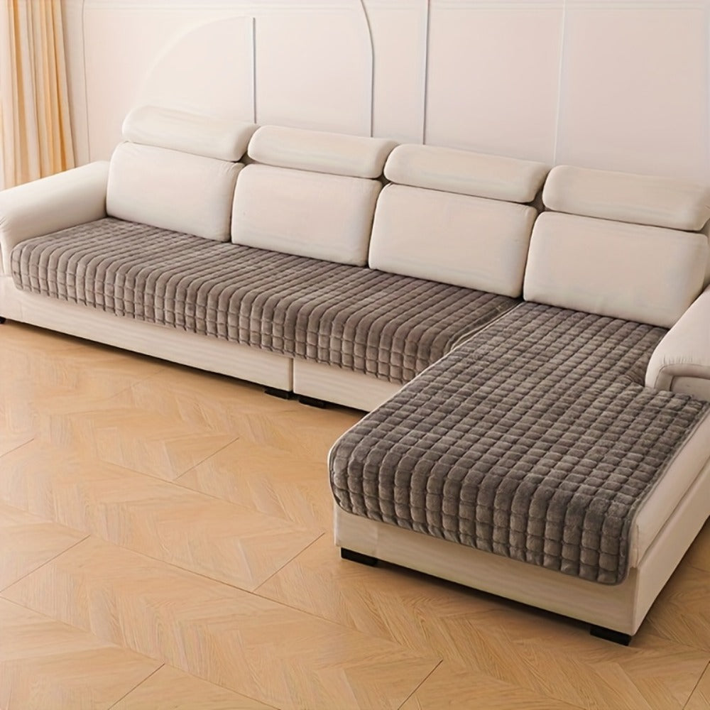 Quilted Flannel Velvet Sofa Cover 2pcs Set | Luxurious Jacquard Couch Cover, Soft Furniture Protector, Pet Friendly Machine Washable, All Season, Living Room Bedroom Office - product image 11