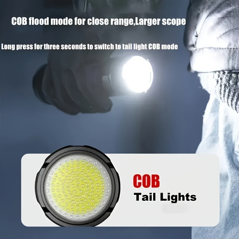 Zoomable COB Flashlight 5 Modes USB Rechargeable Power Bank with COB Tail Light for Camping Hiking Emergency Outdoor Adventures - product image 4