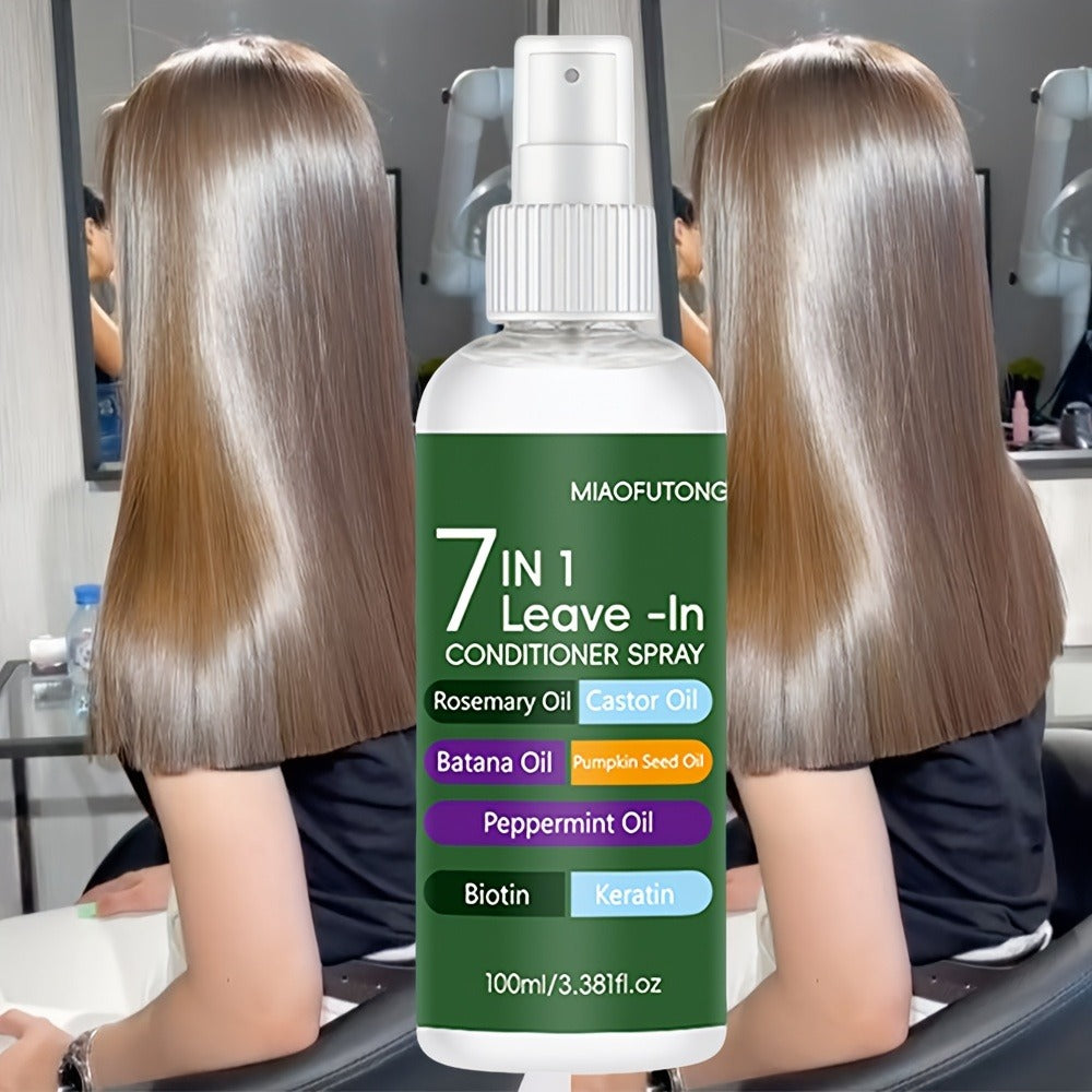 Leave-In Conditioning Spray 7-in-1 Argan Oil Rosemary Biotin Keratin Collagen - Heat Protectant Anti Frizz Treatment for Dry Damaged Thinning Hair Women Men All Hair Types 100ml - product image