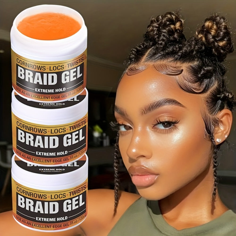 Extreme Hold Braid Gel & Edge Control Hair Wax Pomade — Anti-Frizz, Moisturizing, Long-Lasting for Braids, Locs, Twists & Sleek Styles, Natural Hair, Men & Women — 4/5/6 Pack - product image 2