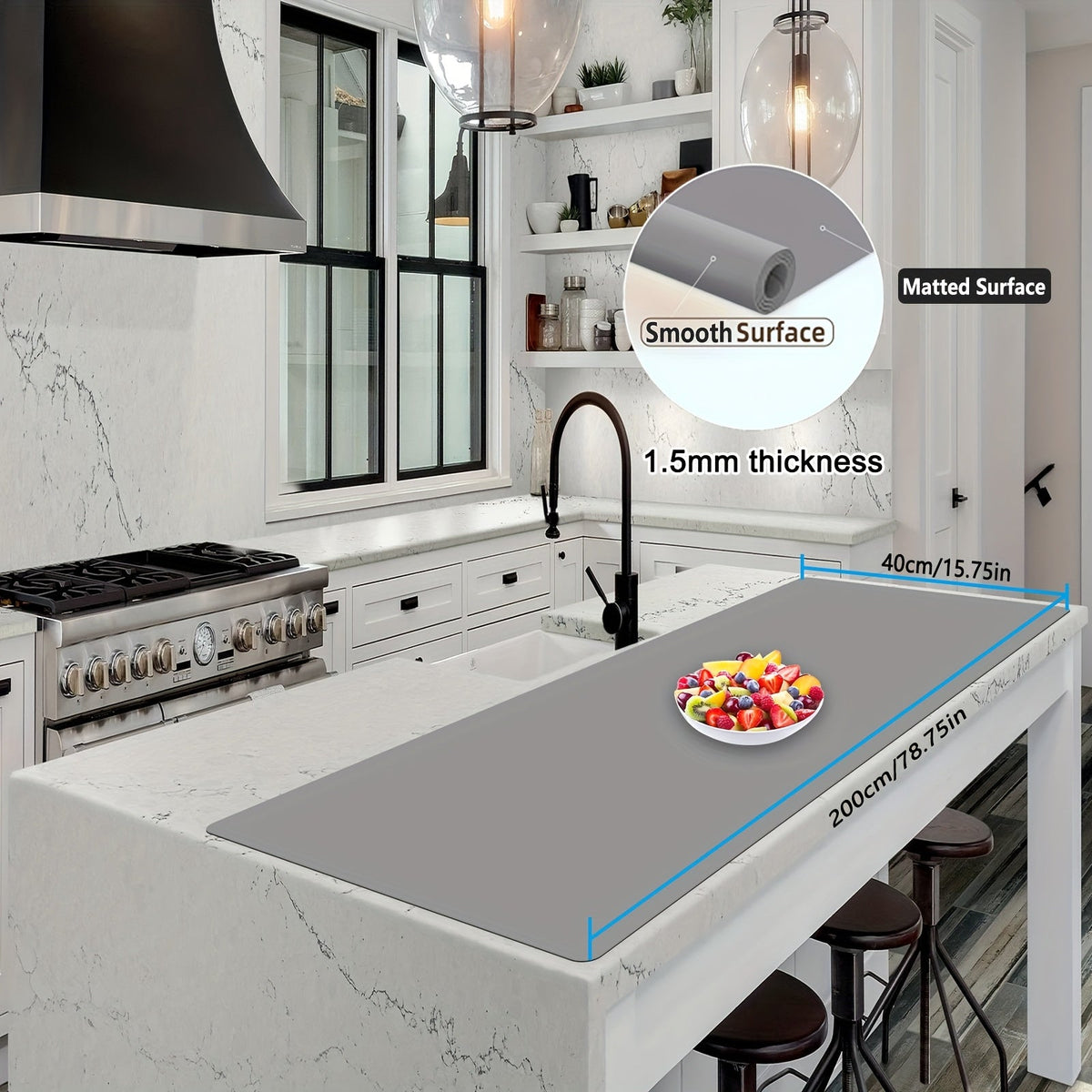 Extra Large Silicone Mat for Kitchen Counter – Nonslip Heat Resistant Countertop Protector, Nonstick Waterproof Craft Mat & Placemat, Multiple Sizes & Colors - product image 39