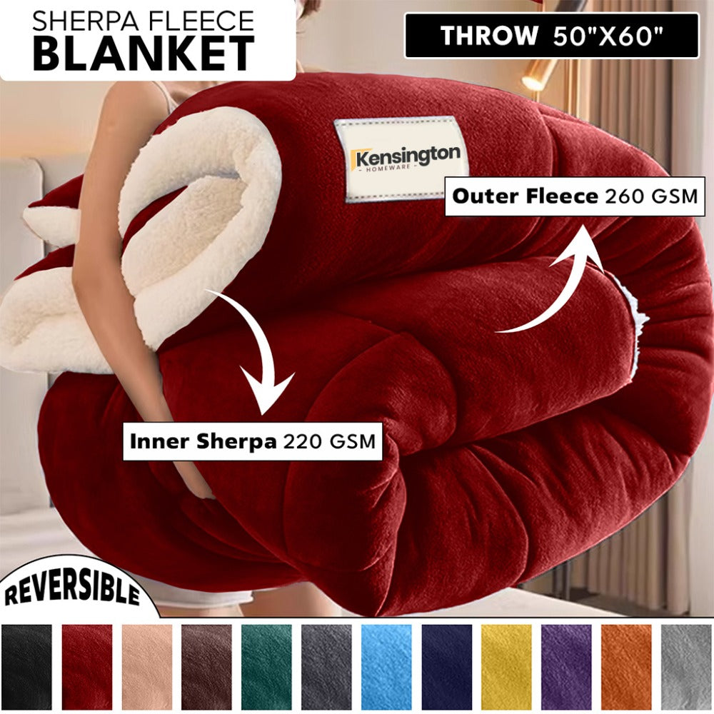 480GSM Sherpa Fleece Blanket – Double-Sided Heavy Warm Throw for Couch, Bed & Travel, Reversible All Season, 13 Colors, 3 Sizes - product image 9
