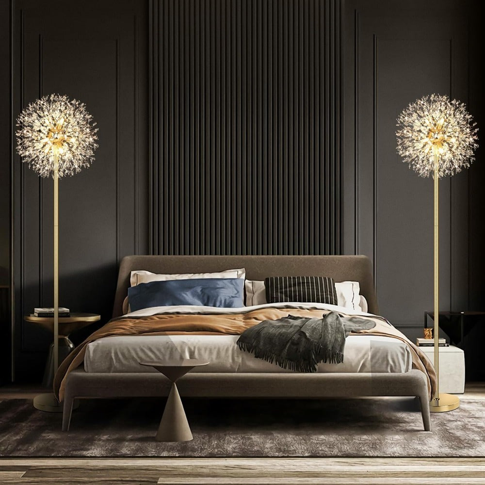 Crystal Floor Lamp Living Room 69 Inch Modern Standing Lamp – 738pcs K9 Crystals, 9 LED Bulbs, Antique Brass & Gold Finish, Tall Pole Light for Bedroom, Office & Mid Century Glam D - product image 7