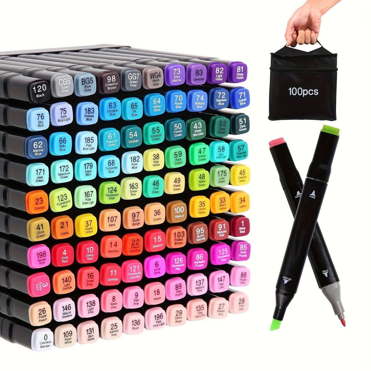 32/60+17/100/100+17/172 Colors Dual Tip Artist Alcohol Markers Set with Carrying Case, for Drawing, Sketching, Card Making and Illustration - Perfect for - product image 9