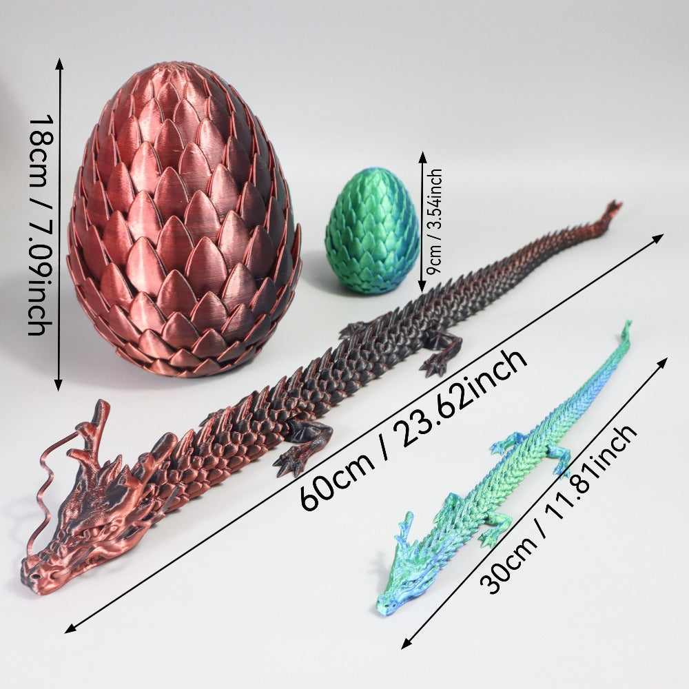 7.09in Scaled Egg + 23.62in Large Dragon Ornament, 10 Colors Rainbow Amethyst Crystal Fantasy Collector Gift for Adults Easter Valentine Birthday – Dragon Egg Gift Set 3D Printed