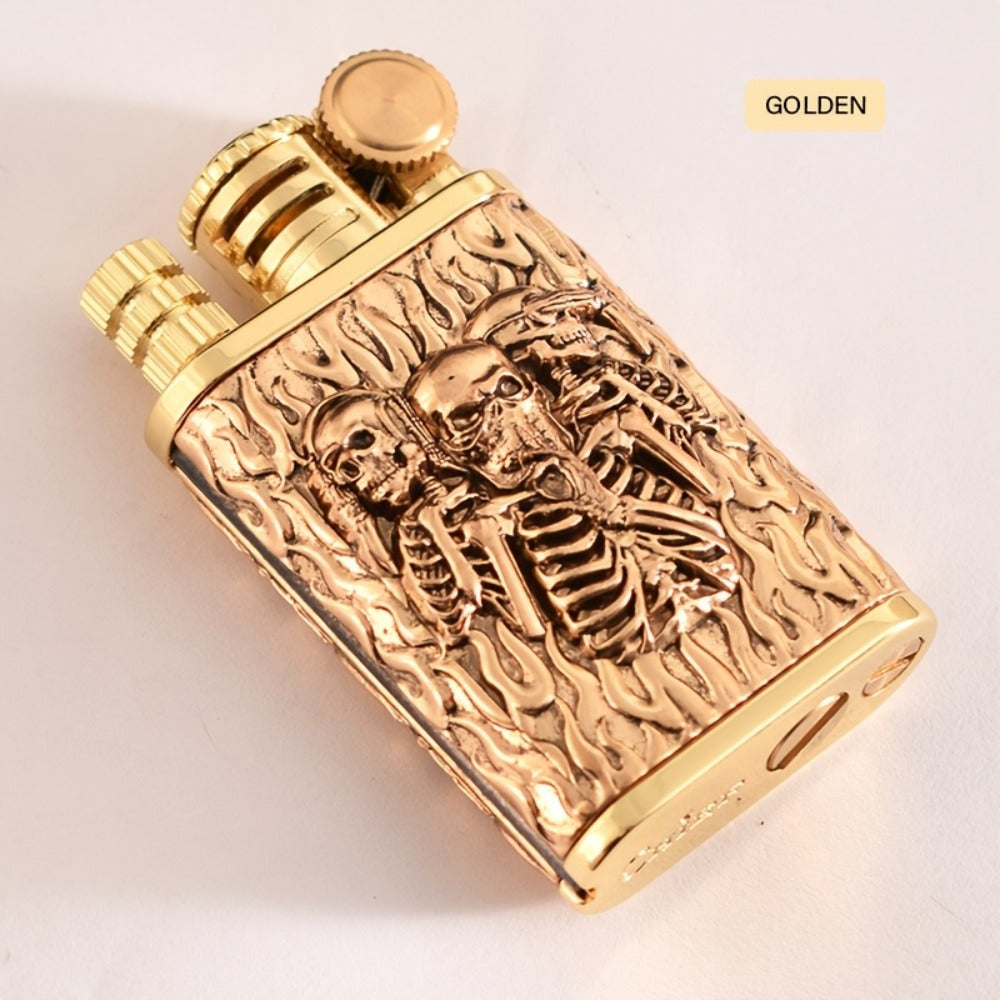 Kerosene Lighter 2-in-1 Permanent Match Flint Wheel Refillable – Golden Windproof Pocket Lighter with Built-In Match Strike, Unique Gift for Men, Father’s Day & Outdoor Use - product image 7
