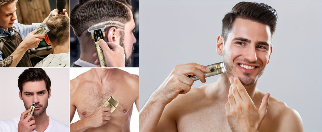 Professional Hair Clippers Trimmer Set for Men - T-Blade Trimmer Nose Hair Trimmer Electric Razor LCD Display USB Rechargeable Zinc Alloy Ergonomic Grooming Kit Bronze - product image 11