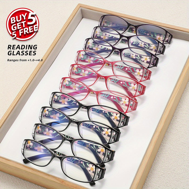 10 Pairs of High-Grade Classic Rectangular Reading Glasses for The Elderly, Suitable for Middle-Aged Men And Women, Students And Teachers, Leisure And School Use