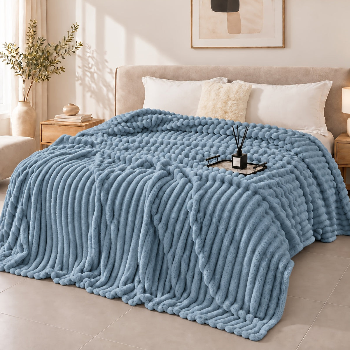 1pc Ultra-soft Faux Rabbit Fur Blanket, Comfortable and Warm, Suitable For All Seasons, Available In Multiple Colours, Multipurpose Blanket, Suitable For Bed - product image 13