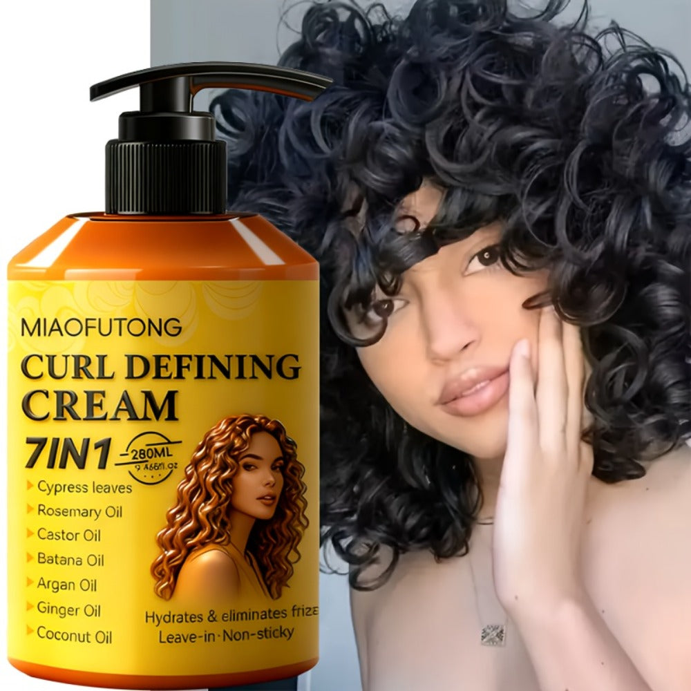 7-in-1 Botanical Curl Cream 280ml – Deep Moisture Curl Defining Cream with Argan, Rosemary, Castor & Coconut Oil, Anti-Frizz Long-Lasting Volume for Wavy Curly Coily Hair - product image 6