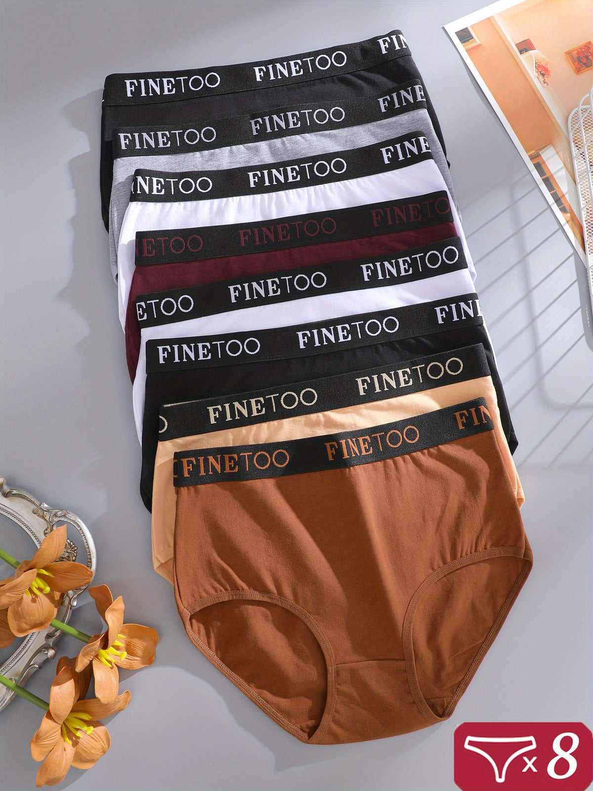 8pcs High Waist Panties for Women Soft and Breathable Underwear Comfort Briefs Plus Size - product image 4