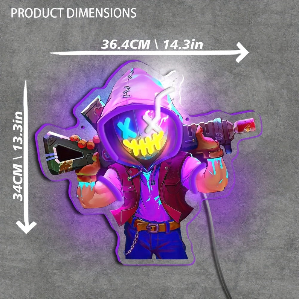 Neon Marksman LED Wall Art - UV Printed USB Powered Sniper Shooter Neon Sign for Game Room, Bar, Man Cave & Bedroom Wall Decor (Colorful / Yellow Sharpshooter) - product image 3