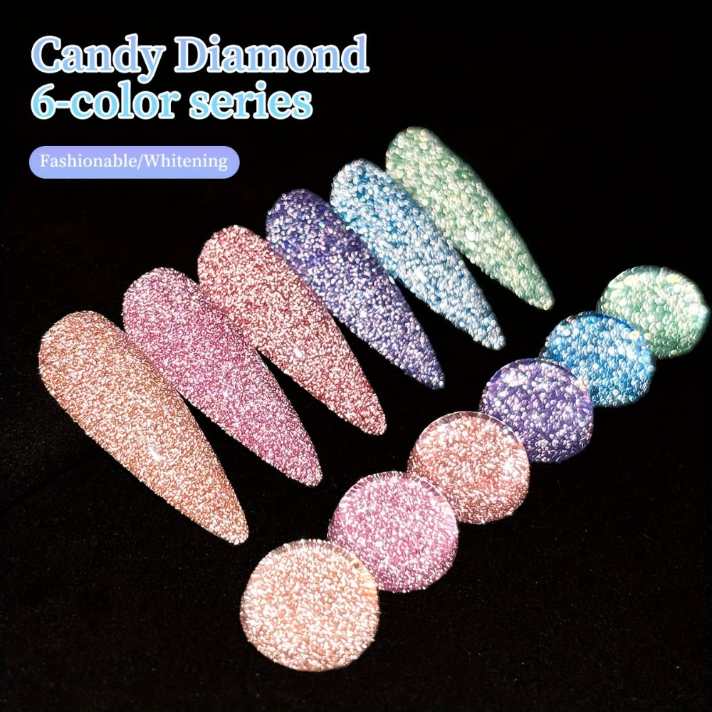Glitter Gel Nail Polish Set 6pcs Crushed Starlight Sparkling Rhinestone Soak-Off UV LED 0.51oz Each – Photo Frame & Candy Styles Seasonal Nail Art Kit for Women, Salon & Home Manic - product image 12
