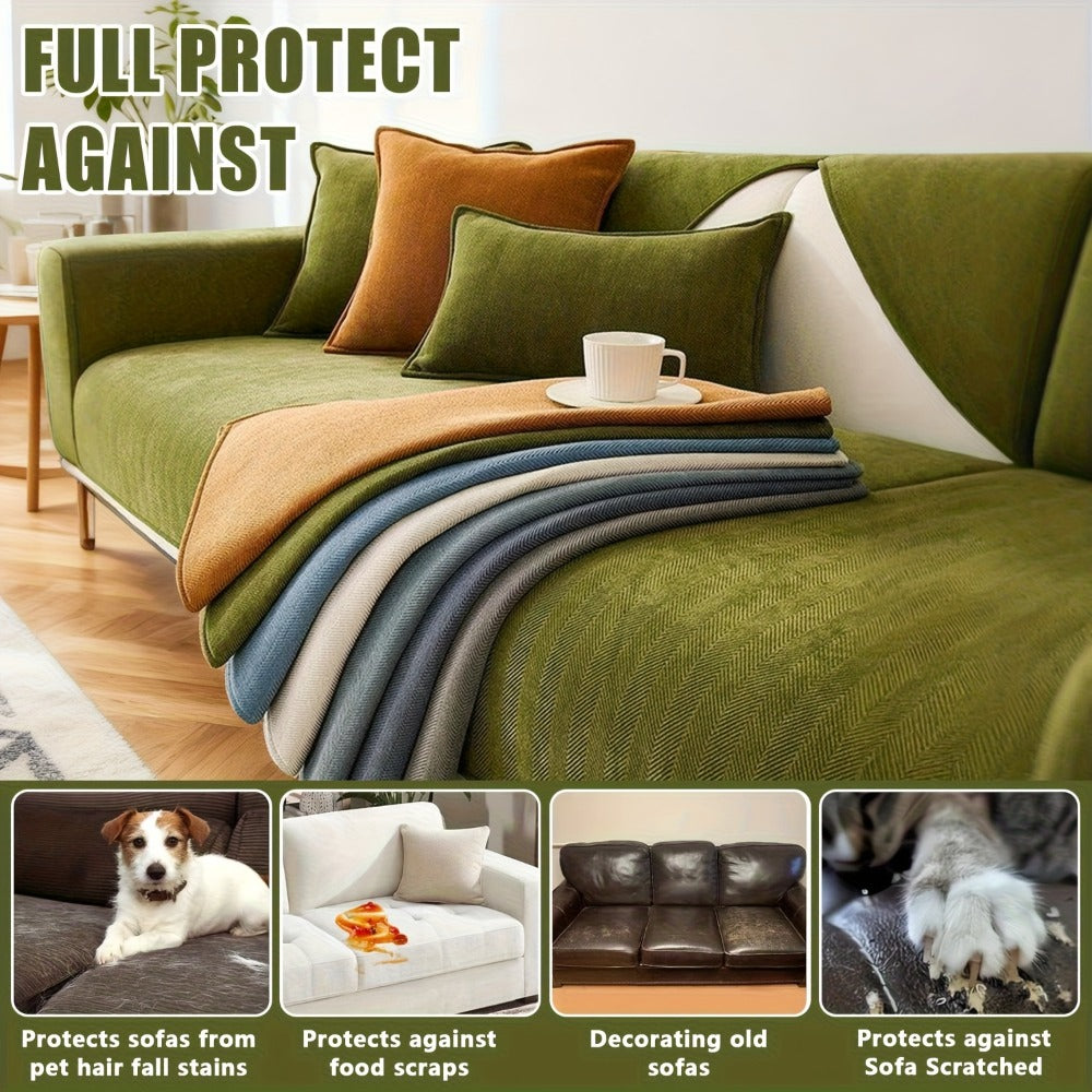 Chenille Ribbed Sofa Cover - Pet Friendly Non-Slip Machine Washable Soft Stretch Slipcover for 1-4 Seater Sectional Sofa Living Room Bedroom Office, 9 Colors - product image 16