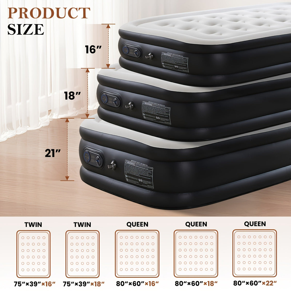 Double Height Adjustable, Non-Slip Bottom, Low Noise, 660 Lbs Capacity, Twin & Queen Sizes 16"/18"/22", for Outdoor Camping, Indoor Guest Bed, Backyard & Yard - product image 2