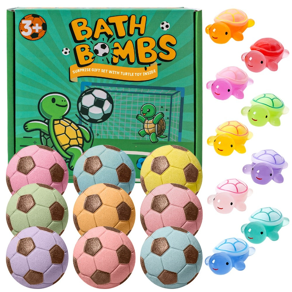 Soccer Ball Bath Bombs Gift Set 9 Pcs with Surprise Toys Inside - Lavender Scent Handmade Fizzy Bath Balls, Fun Spa Gift for Kids Boys Girls Soccer Fans, Birthday & Holiday Party F - product image 2