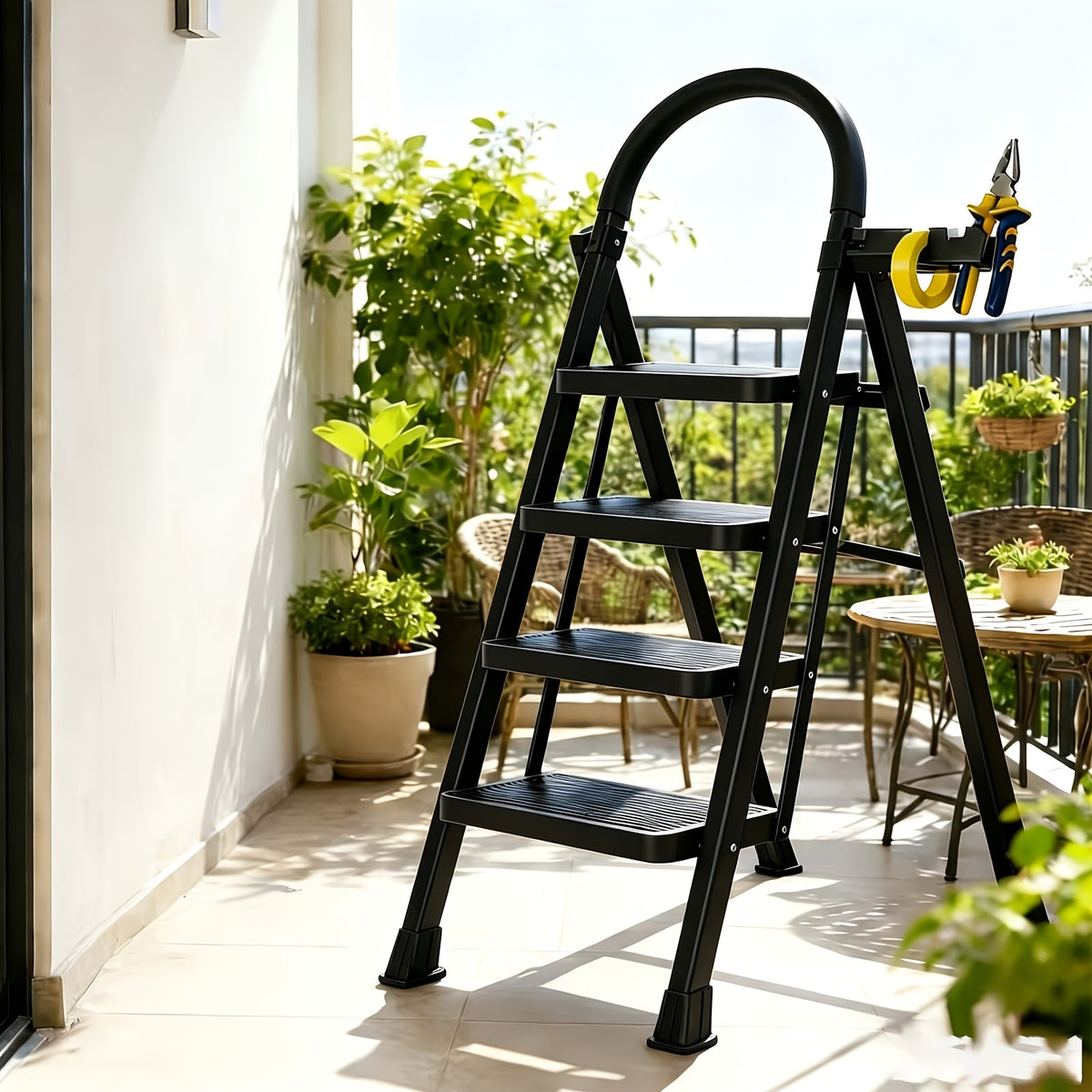 Folding Ladder, 2/3/4/5-Step Ladder, With A Weight Capacity Of 500 Lbs, Anti-Slip Wide Pedals With Safety Locks, Rust-Resistant Material, Suitable For Home - product image 3