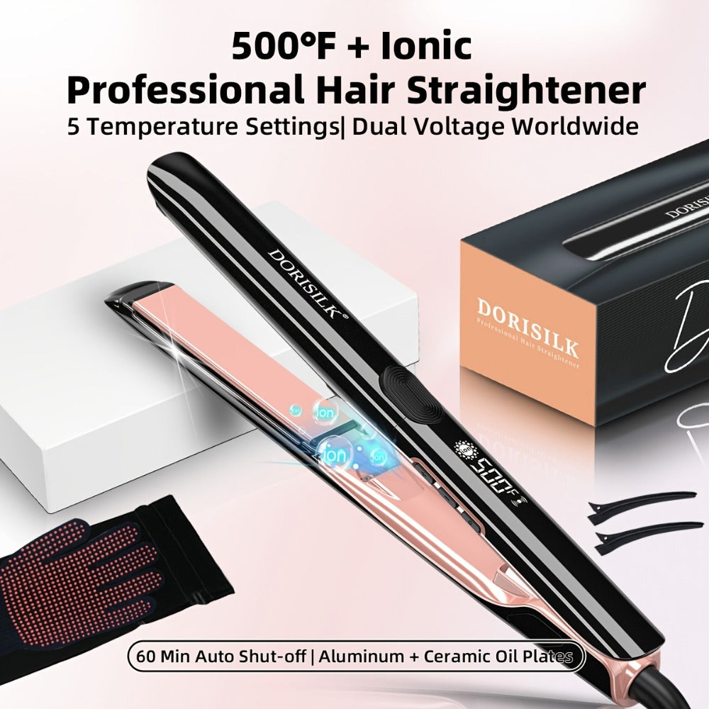 Plasma Ionic Hair Straightener Flat Iron 500°F with PTC Ceramic Oil Plates, LCD Display & 60-Min Auto Off — Frizz Control Professional Flat Iron for All Hair Types, 1" & 1.77" Plat - product image 10