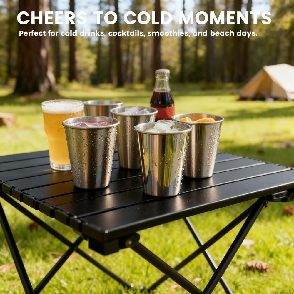 Stainless Steel Pint Glasses 12 Pack 16oz – Unbreakable Metal Drinking Cups, Commercial Grade Stackable Barware, Dishwasher Safe Rustproof Beer Cocktail Glasses for Bar Restaurant  - product image