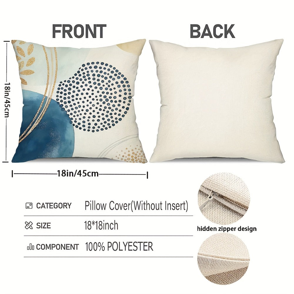 Boho Pillow Covers 4pcs Geometric Navy Blue Golden Accent Farmhouse Rustic Cushion Covers Modern Throw Pillow Cases for Sofa Couch Porch Patio Living Room Outdoor Home Decor 18x18  - product image 3