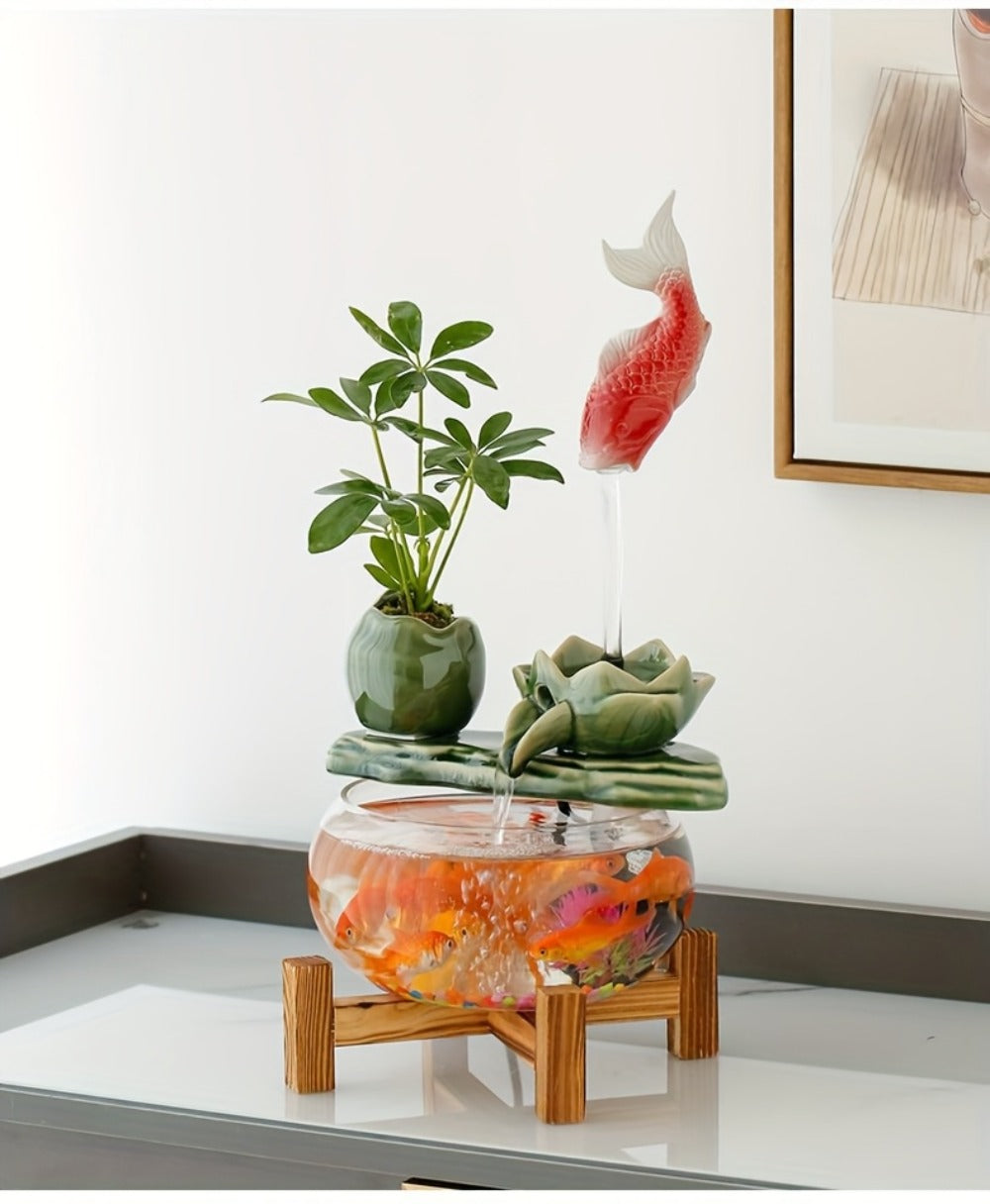 USB Desktop Fish Waterfall Fountain with Glass Bowl – Relaxing Indoor Water Feature Tabletop Decor Zen Fountain Gift - product image 11