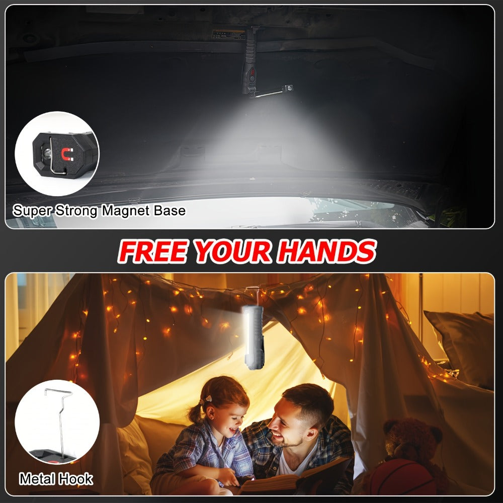 COB LED Work Light Magnetic Base Rechargeable USB 20000 Lumens 7 Modes 180° Rotation Portable Hanging Flashlight with Built-in Battery Power Bank Function for Workshop Garage Car R - product image 11